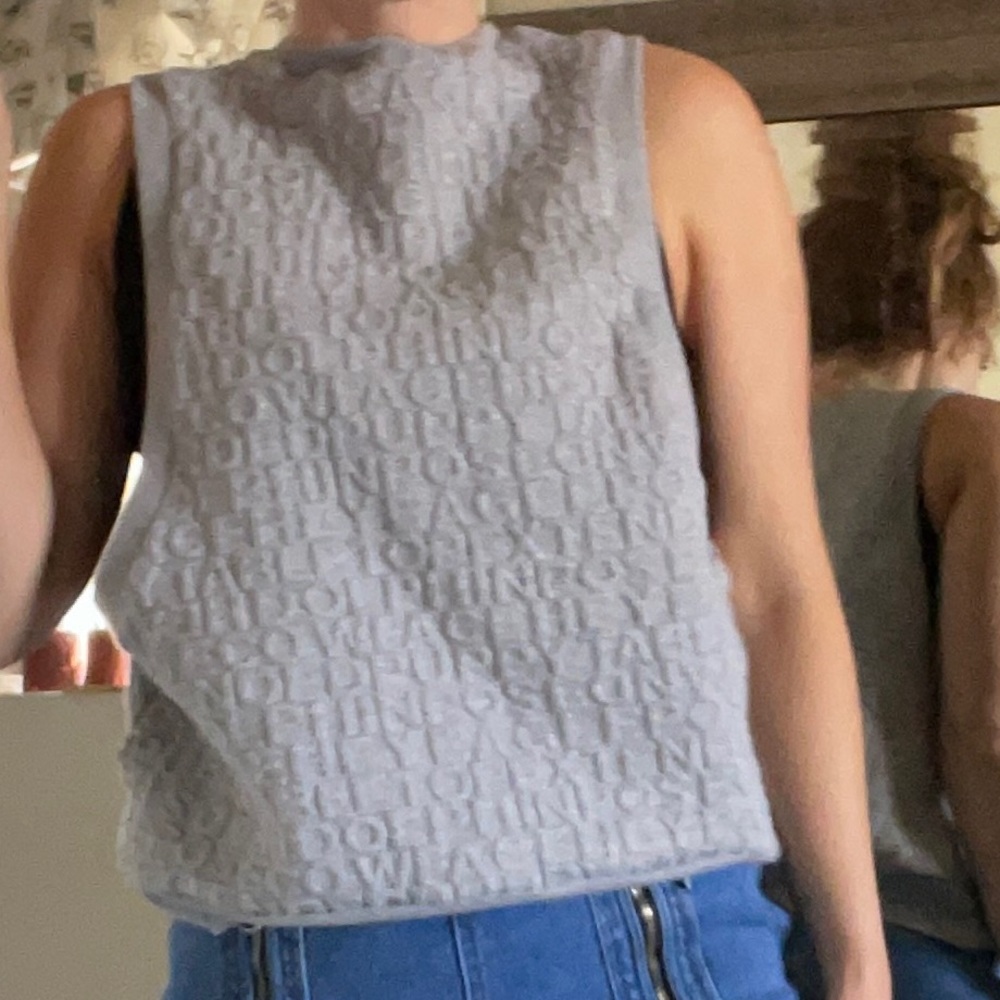 vintage Y2K Reebok Jacquard Embossed gray letter deep muscle pullover vest